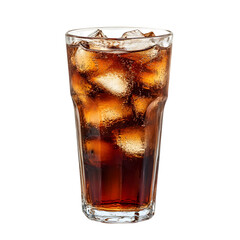 Refreshing Cola Drink with Ice in a Glass on white background