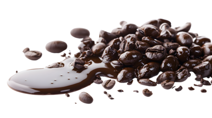 Close-up Coffee Spill on White Background