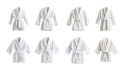 Luxurious Soft White Bathrobes Collection on White Background