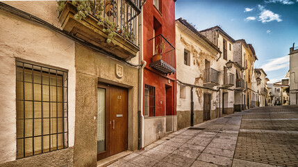 Street Scene, Traditional Architecture, City View, Old City, Plasencia, Cáceres, Extremadura,...