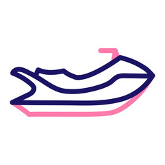 Jet Ski Vector Line Two Colors Icon Design