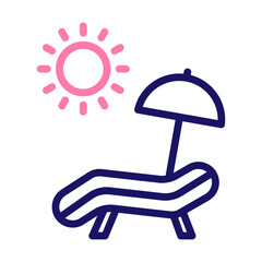 Beach Chair Vector Line Two Colors Icon Design