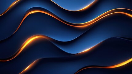 Obraz premium Abstract Blue Waves with Gold Trim
