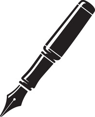 Fountain Pen Icon | Vintage Calligraphy Tool Silhouette Black Vector