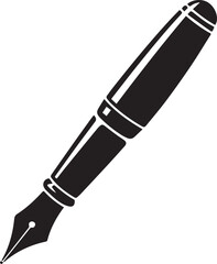 Fountain Pen Icon | Vintage Calligraphy Tool Silhouette Black Vector
