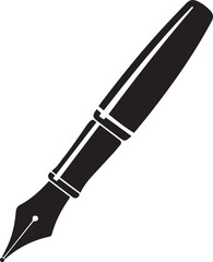 Fountain Pen Icon | Vintage Calligraphy Tool Silhouette Black Vector