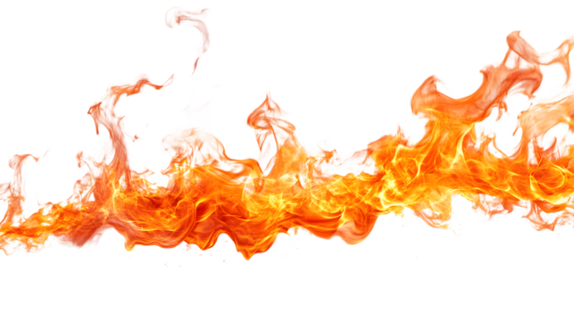 Fiery Flames on White Background for Graphic Design Projects