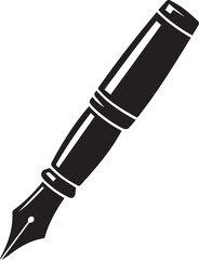 Fountain Pen Icon | Vintage Calligraphy Tool Silhouette Black Vector