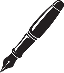 Fountain Pen Icon | Vintage Calligraphy Tool Silhouette Black Vector
