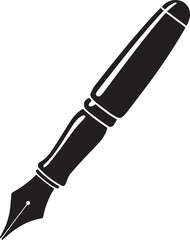 Fountain Pen Icon | Vintage Calligraphy Tool Silhouette Black Vector