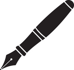 Fountain Pen Icon | Vintage Calligraphy Tool Silhouette Black Vector
