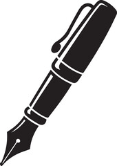 Fountain Pen Icon | Vintage Calligraphy Tool Silhouette Black Vector