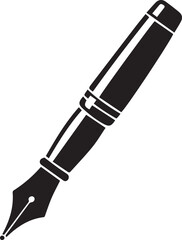 Fountain Pen Icon | Vintage Calligraphy Tool Silhouette Black Vector