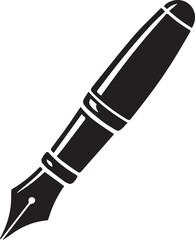 Fountain Pen Icon | Vintage Calligraphy Tool Silhouette Black Vector