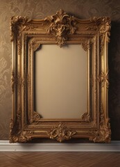 Elegant vintage frames on luxurious damask, ornate borders ,  backdrop, vintage frames