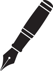 Fountain Pen Icon | Vintage Calligraphy Tool Silhouette Black Vector