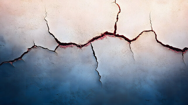 A crack on the wall caused by an earthquake or natural disaster. Represents weak structural integrity of a house or building. Indicates poor construction standards and fraud.