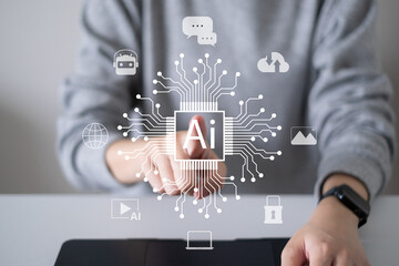 Artificial intelligence technology ai digital innovation image generation chatbot business dashboard data analysis marketing innovation network assistance automation system software machine learning