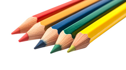 Professional Set of Colorful Pencils Isolated on White Background for Art and School Supplies Concept