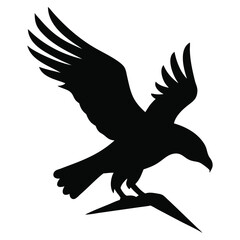 Fototapeta premium Black Raven Silhouette in Flight Minimalist Bird Art