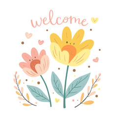 Welcome with cute floral design