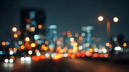 Beautiful blurred city lights at night with dreamy bokeh effect, perfect for backgrounds, wallpapers, and modern urban designs full of glowing vibrant atmosphere.