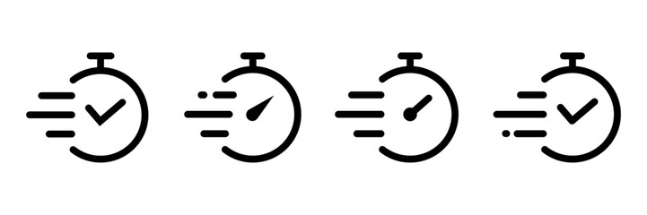Speed time icon. Rapid line symbol. Stopwatch fast icon. Quick time icon. Fast delivery icon. Time sign.