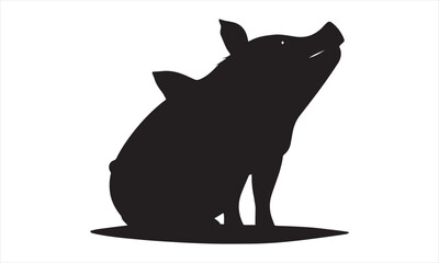 Pig silhouette. Vector illustration of black pig silhouette isolated on white background