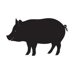 Pig silhouette. Vector illustration of black pig silhouette isolated on white background