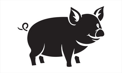 Pig silhouette. Vector illustration of black pig silhouette isolated on white background