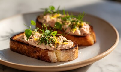 Creamy pate-like salmon rillettes, Generative AI
