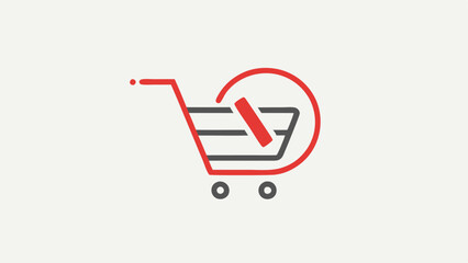 Minimalist Design A simple modern vector sign with a clean font stating No Shopping highlighted by a small shopping cart graphic with a red line through it.