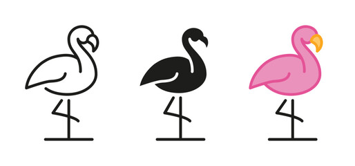 Flamingo icon. Pink tropical bird vector illustration. Exotic wildlife symbol. Nature and summer design pictogram for decoration and branding.