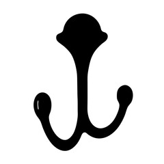 Elegant black coat rack silhouetted against a crisp white background canvas