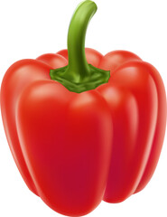 red bell pepper isolated on a clean white background. The smooth, glossy surface and distinct shape of the pepper are clearly visible, highlighting its freshness and color