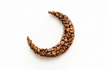 Coffee beans arranged in crescent moon shape