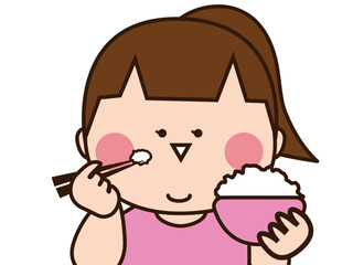 ご飯を食べているふくよかな女の子