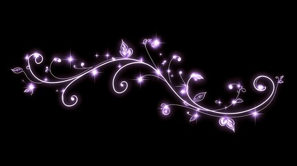 Floral glowing vines on black