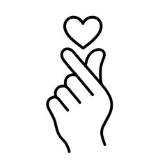 Obraz premium Korean finger heart gesture outline icon