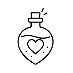 Obraz premium Love potion bottle outline icon with heart