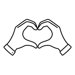 Hands forming heart shape outline icon for love gesture