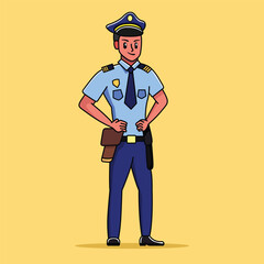 Policeman stands with proud