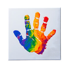 DIY handprint painting with happy colors 