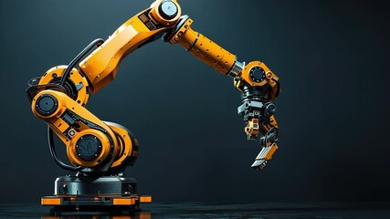 Futuristic Robotic Arm in Vibrant Orange Precision Engineering and Advanced Automation Technology Showcased in Industrial Machinery Design