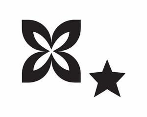 Obraz premium Elegant black flower and star design simple graphic minimalist style perfect for logo branding or print high contrast