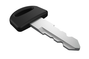 Generic Motorcycle Key Design, 3D Graphic for Security or Transportation Concepts Close-up 3D Model of a Bike Key with Black Grip, Angled View  on Transparent Background PNG