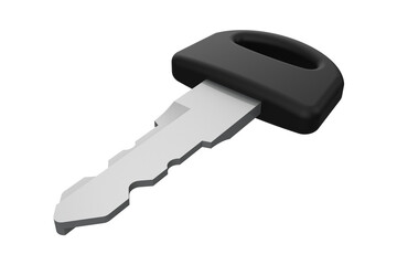 Generic Motorcycle Key Design, 3D Graphic for Security or Transportation Concepts Close-up 3D Model of a Bike Key with Black Grip, Angled View  on Transparent Background PNG