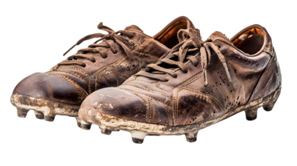 Vintage Football Shoes on White Background