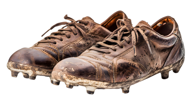 Vintage Football Shoes on White Background