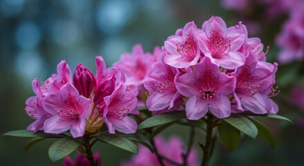 Fototapeta premium Pink Rhododendron Flowers in Soft Focus